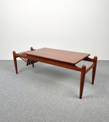 Teak Wood Coffee Table Magazine Rack, Italy, 1960s-LYQ-1171410