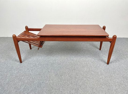 Teak Wood Coffee Table Magazine Rack, Italy, 1960s-LYQ-1171410