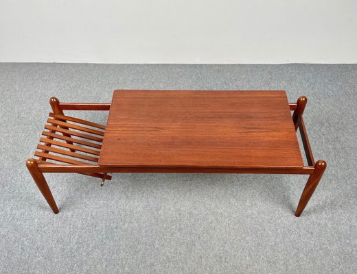 Teak Wood Coffee Table Magazine Rack, Italy, 1960s-LYQ-1171410