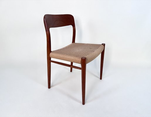 Teak & Woven Paper Cord Model 75 Side Chair by Niels O. Møller for J.L. Møllers, Denmark, 1954-JP-1805206