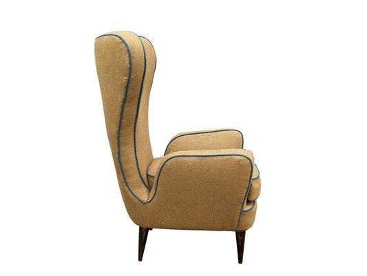 Teal & Brown Fabric High Back Armchair by E. Sala & G. Madini for Fratelli Galimberti, 1950s-RD-1764800