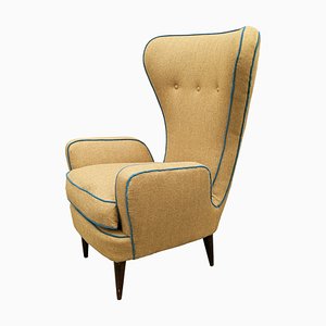 Teal & Brown Fabric High Back Armchair by E. Sala & G. Madini for Fratelli Galimberti, 1950s-RD-1764800