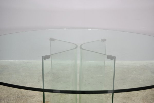 Tempered Glass Round Table, 1980s-KNM-1453751