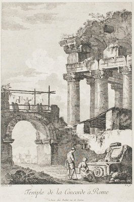 Temple de la Concorde, Rome - Original Etching by C.-L. Clérisseau - Early 1800 Early 19th Century-ZCI-758325