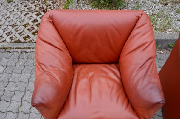 Tentazione Oxred Leather Armchairs by Mario Bellini for Cassina, Set of 2-UF-922306