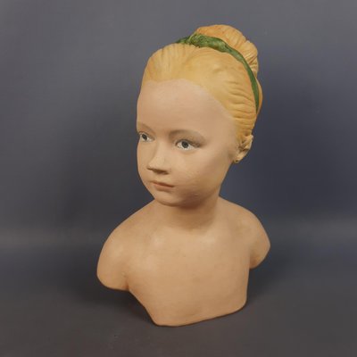 Terracotta Bust of Girl with Bow, 1960s-PWG-2024759