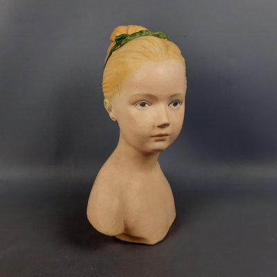 Terracotta Bust of Girl with Bow, 1960s-PWG-2024759