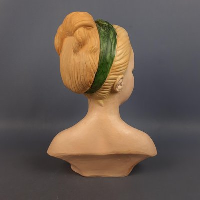 Terracotta Bust of Girl with Bow, 1960s-PWG-2024759