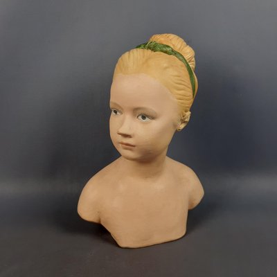 Terracotta Bust of Girl with Bow, 1960s-PWG-2024759