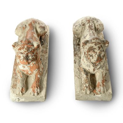 Terracotta Lion Statues, Set of 2-NQ-737755