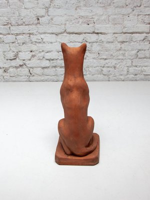 Terracotta Sculpture of a Sitting Cat, 1970s-KL-1757333