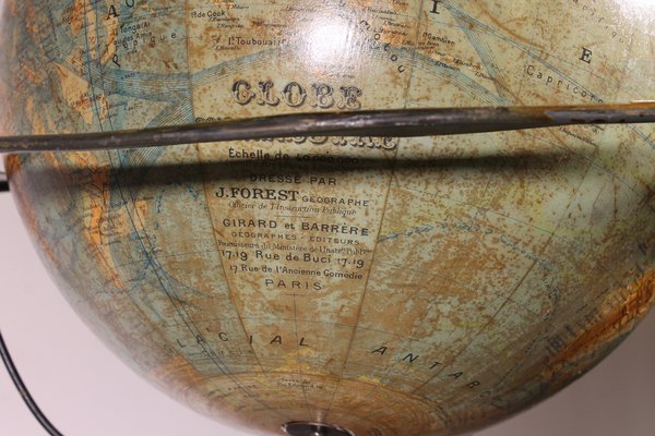 Terrestrial Library Globe on Stand from J. Forest Paris, 19th Century-HPU-1789176