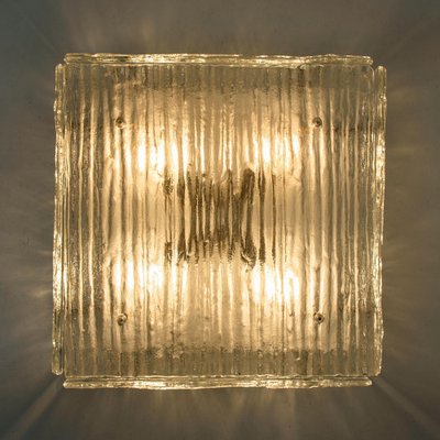 Textured Glass Square Flush Mount attributed to Kalmar, Austria, 1960s-VDW-2044214