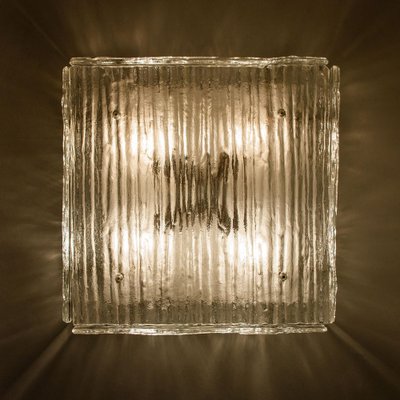 Textured Glass Square Flush Mount attributed to Kalmar, Austria, 1960s-VDW-2044214