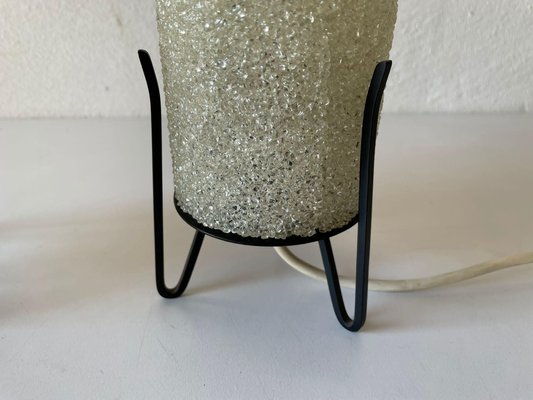 Textured Plastic Cylinder Shade Black Tripod Table Lamp, 1950s-RDS-1147800