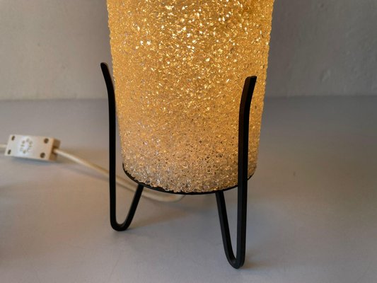 Textured Plastic Cylinder Shade Black Tripod Table Lamp, 1950s-RDS-1147800