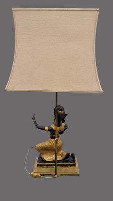 Thai Bronze Buddha Table Lamp with Double Black and Gold Patina attributed to Maison Charles for Maison Jansen, 1960-SIZ-2020406