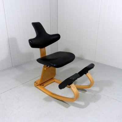 Thatsit Balance Chair in Beech & Leather Chair by Peter Hvidt for Stokke, 1990s-TU-1801270