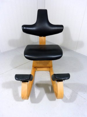 Thatsit Balance Chair in Beech & Leather Chair by Peter Hvidt for Stokke, 1990s-TU-1801270