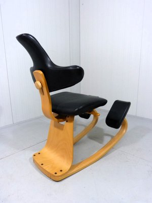 Thatsit Balance Chair in Beech & Leather Chair by Peter Hvidt for Stokke, 1990s-TU-1801270