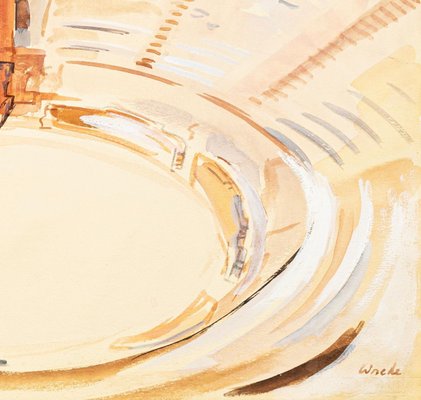 The Ancient Theater - Watercolor on Paper by M.E. Wrede - Mid 20th Century Mid 20th Century-ZCI-760745