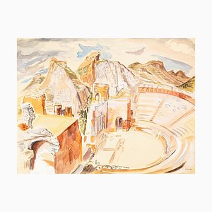 The Ancient Theater - Watercolor on Paper by M.E. Wrede - Mid 20th Century Mid 20th Century-ZCI-760745