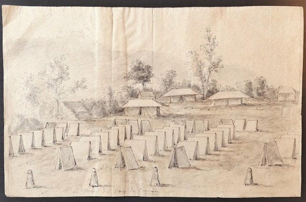 The Camp - Original Ink and Watercolor by J. P. Verdussen - 18th Century-ZCI-911939