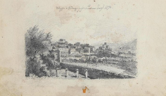 The Cityscape of Ardenza, Livorno, Original Pencil Drawing, 1870-ZCI-942570