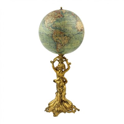 The Globe on Gold-Painted Metal Leg by Ludwig Julius Heymann, 1900-WMV-1342991