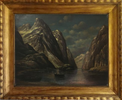 The Lake Painting, French School, Italy, Oil on Canvas, Framed-YUW-1299406