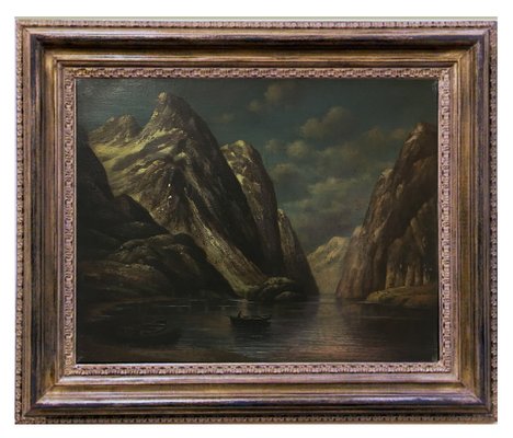 The Lake Painting, French School, Italy, Oil on Canvas, Framed-YUW-1299406