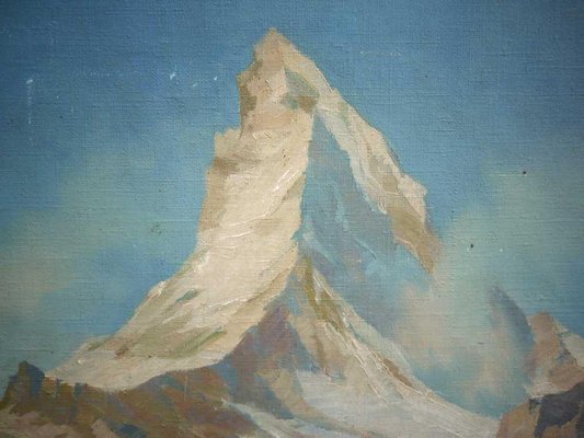 The Matterhorn and Zermatt, 1938, Oil on Cardboard, Framed-BGS-1077919