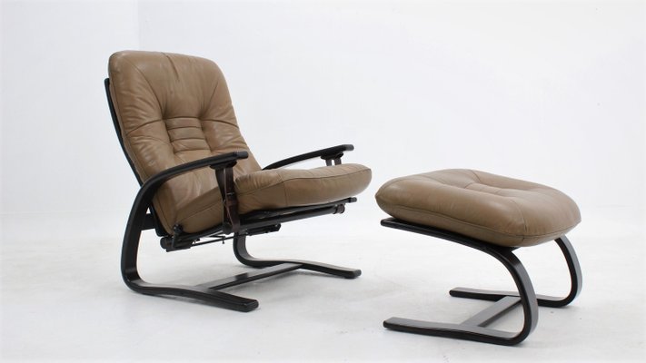 The Panter Reclining Armchair & Ottoman from Westnofa, 1970s, Set of 2-ZQ-2022556