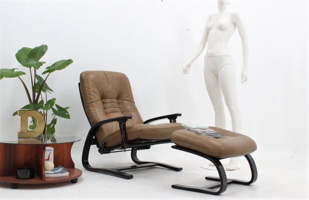 The Panter Reclining Armchair & Ottoman from Westnofa, 1970s, Set of 2-ZQ-2022556