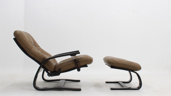 The Panter Reclining Armchair & Ottoman from Westnofa, 1970s, Set of 2-ZQ-2022556