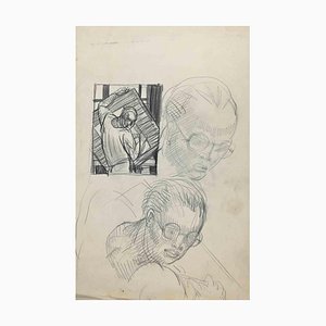 The Portraits, Original Drawing in Pencil, Mid-20th-Century-ZCI-1264851