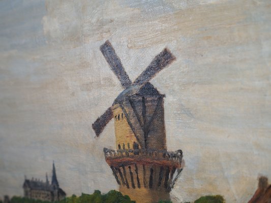 The Windmill Above the Marina, 1970s, Wood, Framed-VND-1735397