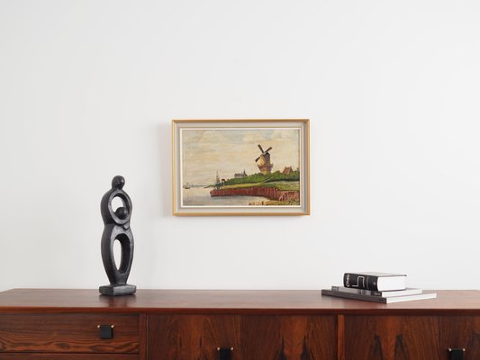 The Windmill Above the Marina, 1970s, Wood, Framed-VND-1735397