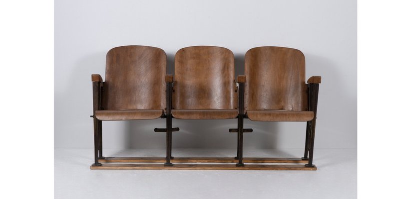 Theater Armchair Bench in Oak, 1940s-NA-1729036