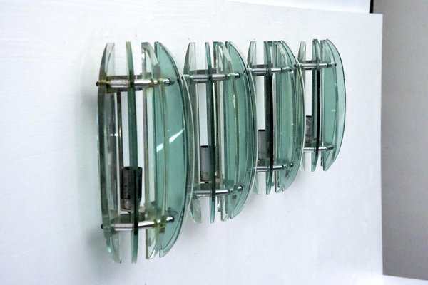 Thick Glass Sconces by Veca, Italy, 1960s, Set of 4-OT-2040515