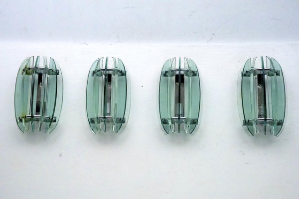 Thick Glass Sconces by Veca, Italy, 1960s, Set of 4-OT-2040515