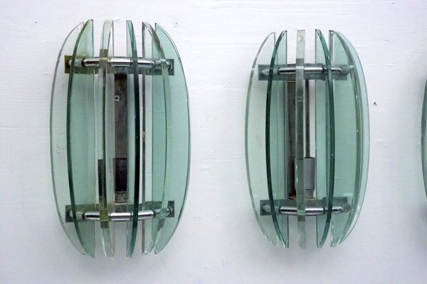 Thick Glass Sconces by Veca, Italy, 1960s, Set of 4-OT-2040515