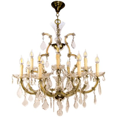 Thirteen-Light Crystal Chandelier in the Style of Maria Theresa, 1950s-KEG-1086704