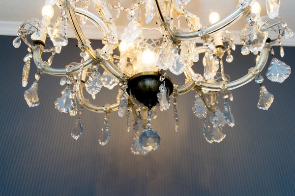 Thirteen-Light Crystal Chandelier in the Style of Maria Theresa, 1950s-KEG-1086704