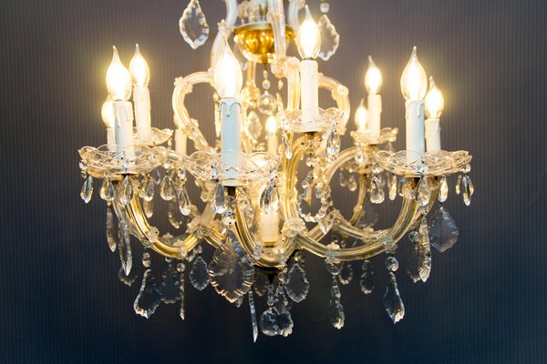 Thirteen-Light Crystal Chandelier in the Style of Maria Theresa, 1950s-KEG-1086704