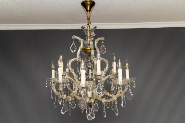 Thirteen-Light Crystal Chandelier in the Style of Maria Theresa, 1950s-KEG-1086704