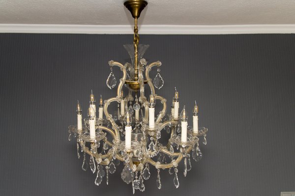 Thirteen-Light Crystal Chandelier in the Style of Maria Theresa, 1950s-KEG-1086704