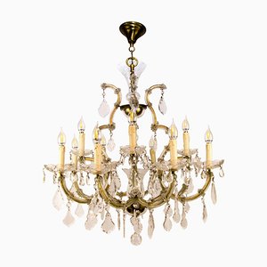 Thirteen-Light Crystal Chandelier in the Style of Maria Theresa, 1950s-KEG-1086704