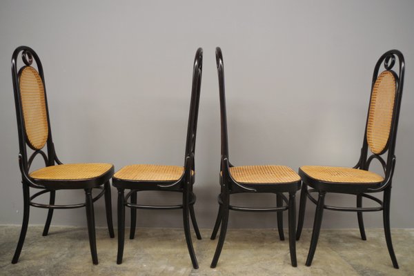 Thonet-Style Chairs in Curved Beech Wood and Vienna Straw Sitting, 1980s, Set of 4-KNM-1069026