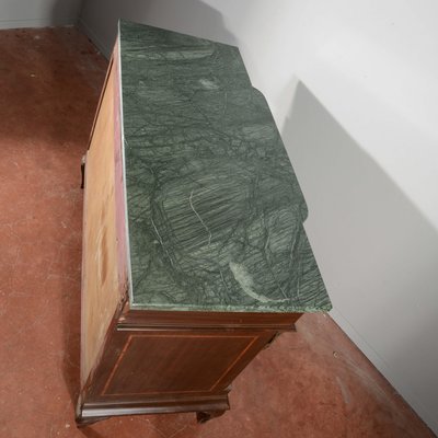 Threaded Chest of Drawers Inlaid with Green Marble Top & Napoleon III Style Wavy Front-RAQ-2034150